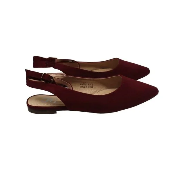 Women S KNS International Preea Ankle Strap Flat Wine Microsuede Fabric - Picture 4 of 8